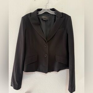 BCBGMaxAzria Black Two-Button Tailored Cropped Blazer